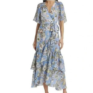 NEW Tanya Taylor Brittany Floral Faux-Wrap Ruffle Maxi Dress size 4
